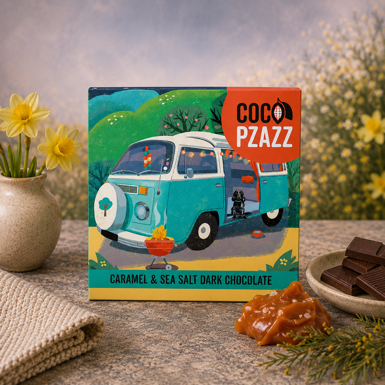 Coco Pzazz Rocket 68 Caramel & Sea Salt Dark Chocolate Bar 80g