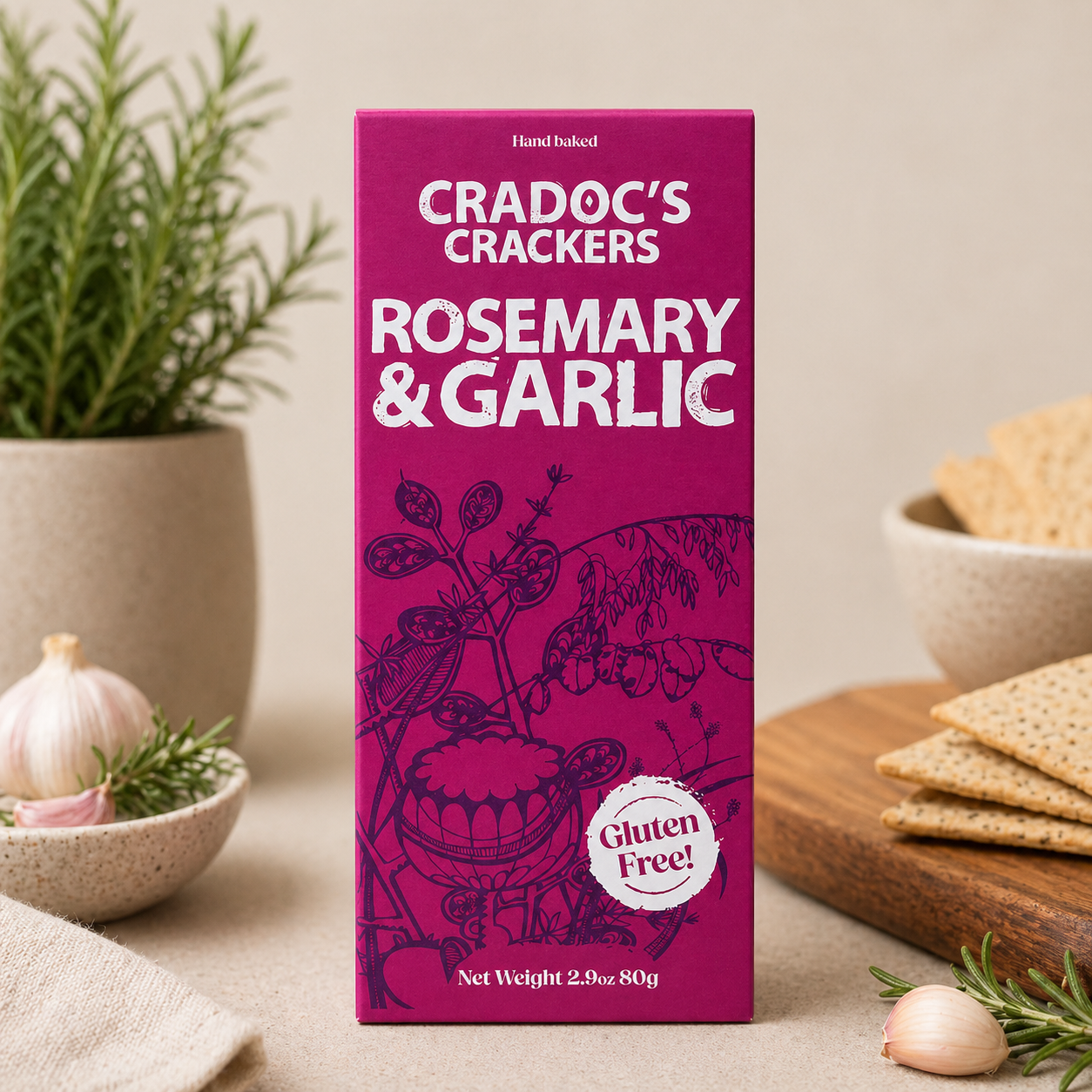Cradocs Crackers - Rosemary and Garlic Gluten Free