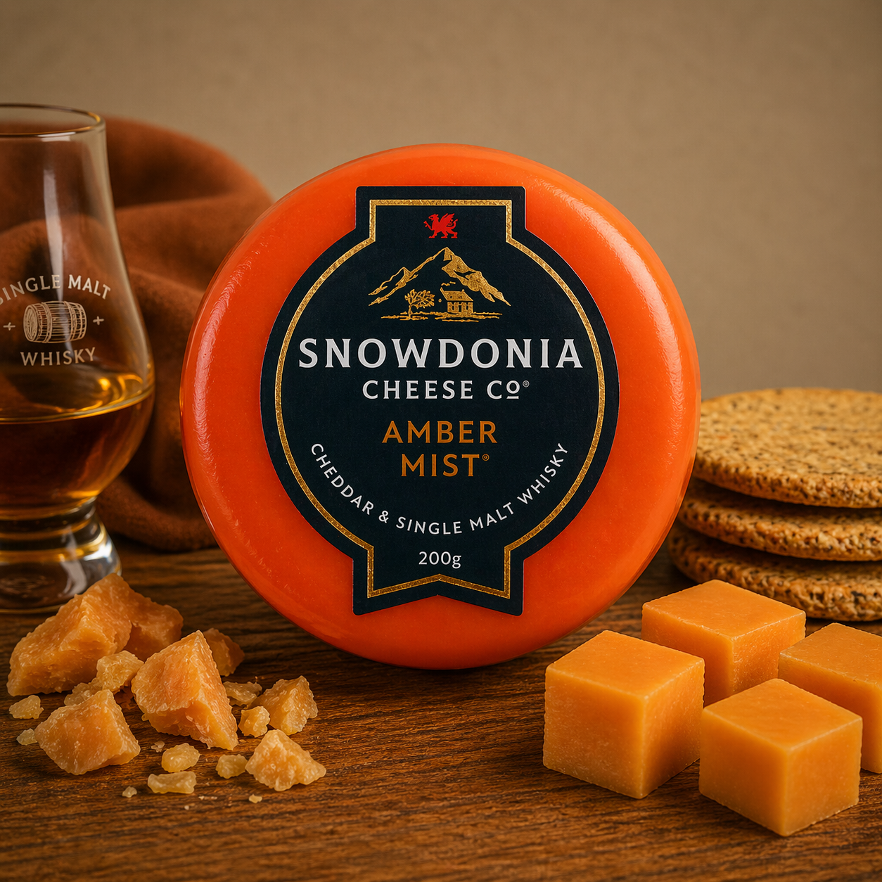Snowdonia Amber Mist Cheese – Whisky Cheddar