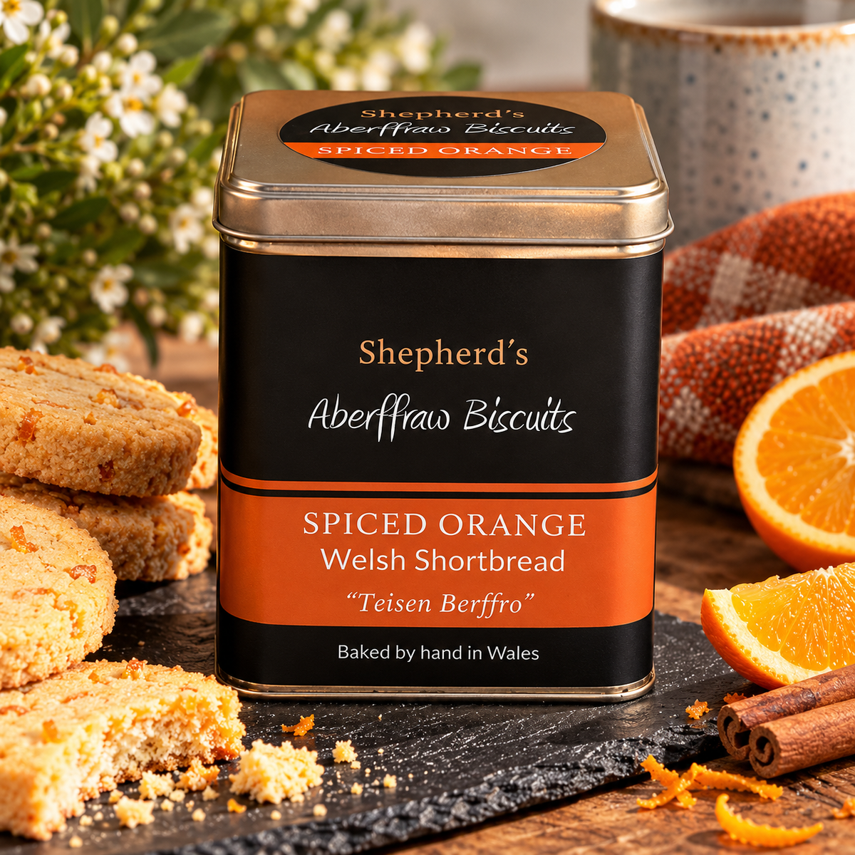 Aberffraw Biscuits – Spiced Orange Welsh Shortbread Tin 175g